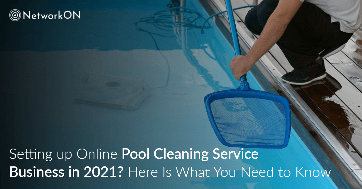 This Image represents a man setting up his pool cleaning business