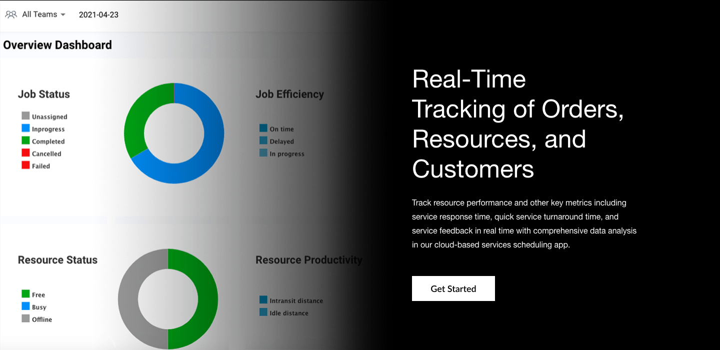 Track resource performance and other key metrics in real time with comprehensive data analysis in our cloud-based installation and maintenance services scheduling app.